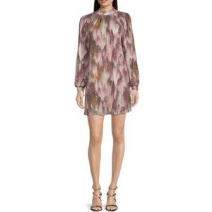 Belle Badgley Mischka Sequin Ansley Long Sleeve Party Shift Mini Dress Size 4